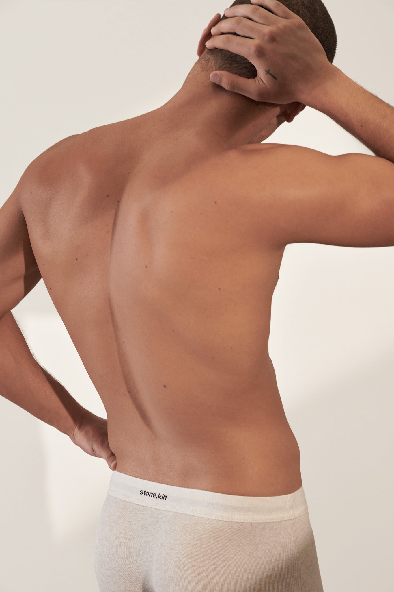 Boxer Brief in Organic Cotton Rib - Bone Stone.kin