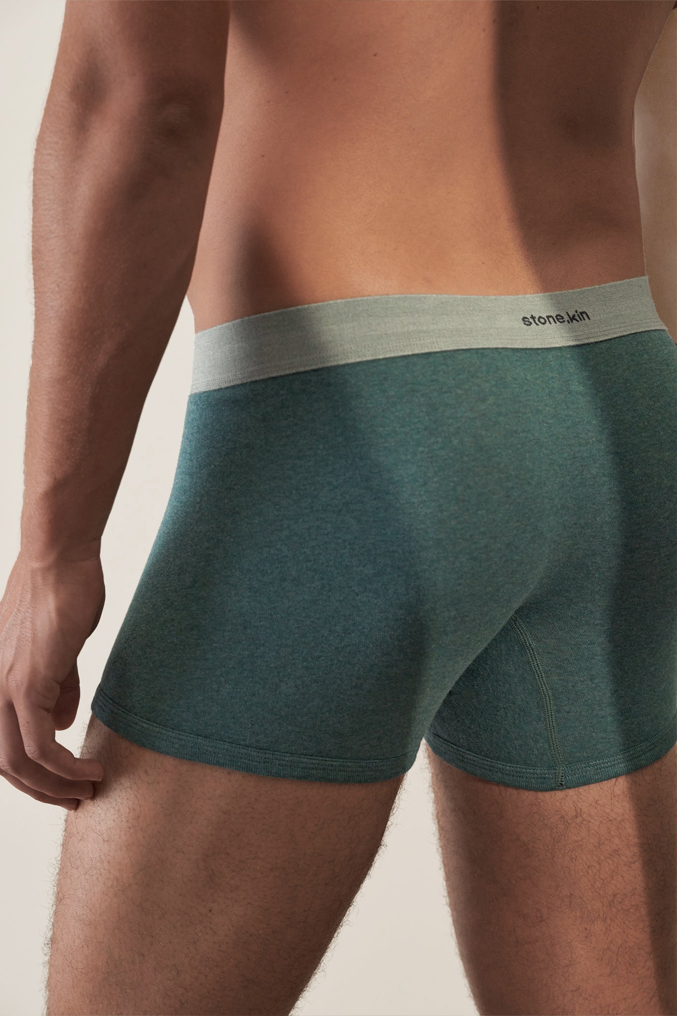 Boxer Brief in Organic Cotton Rib - Teal & Sage Stone.kin