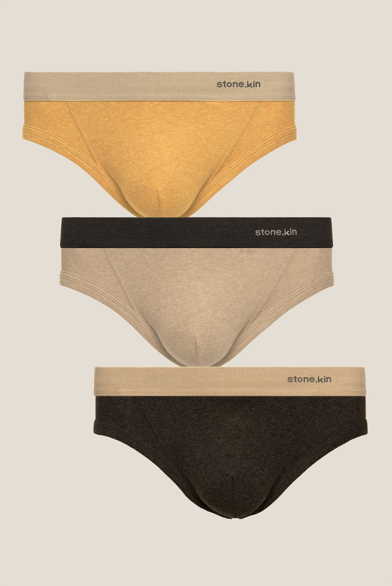 Men’s Organic Cotton Brief - 3 Pack - Mustard, Sand, Tar Stone.kin