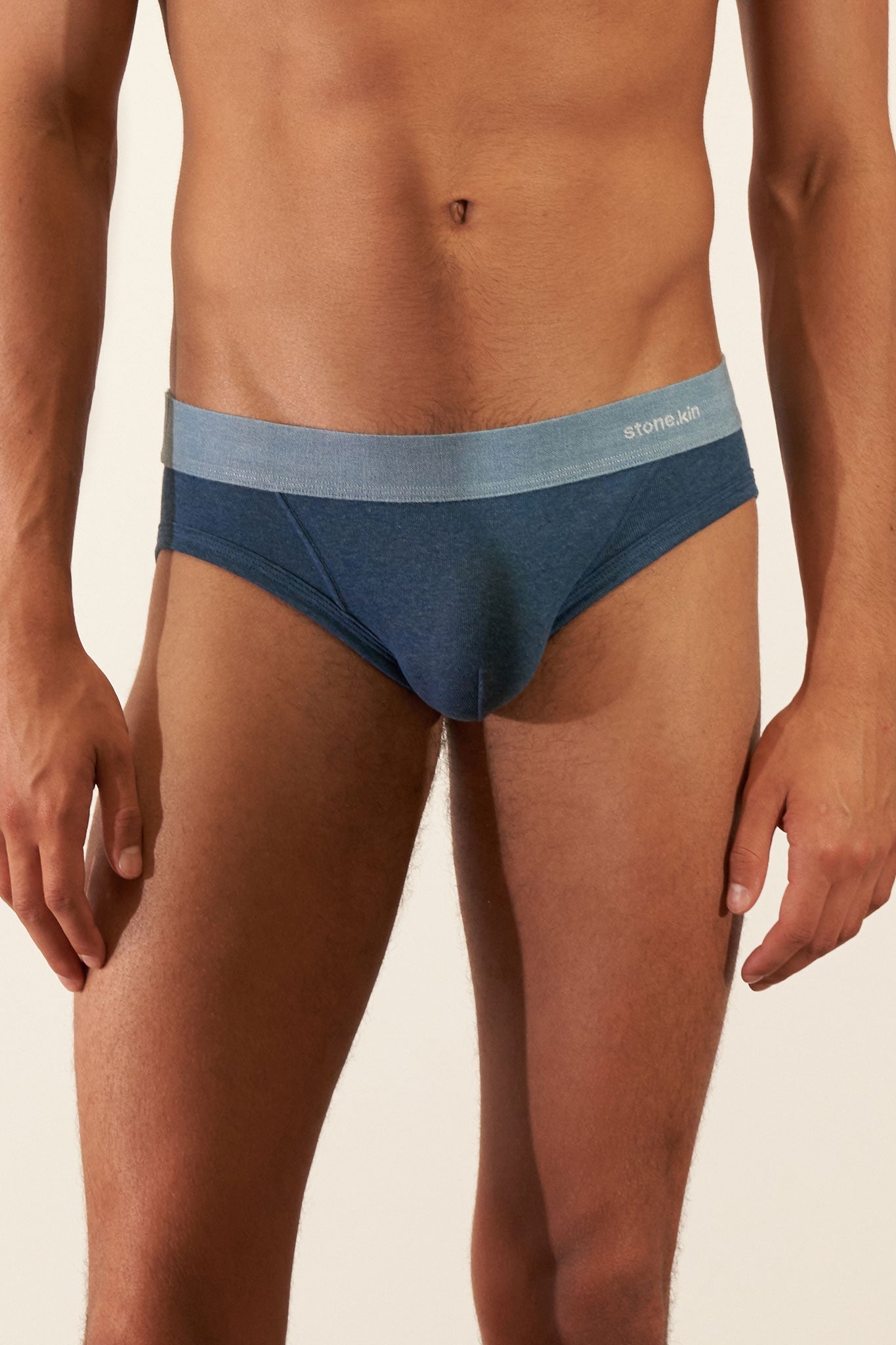 Brief in Organic Cotton Rib - Indigo + Lake Stone.kin