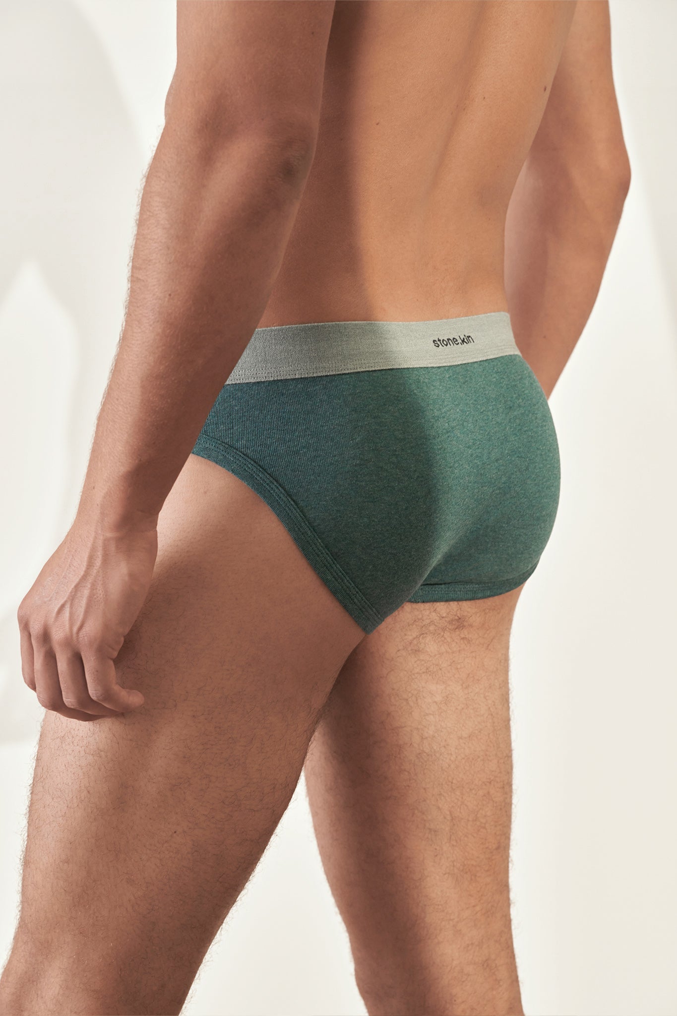 Brief in Organic Cotton Rib - Teal & Sage Stone.kin