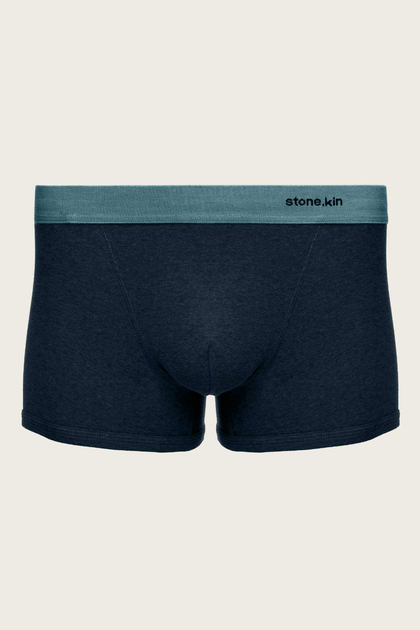 Boxer Brief in Organic Cotton Rib - Indigo & Lake Stone.kin