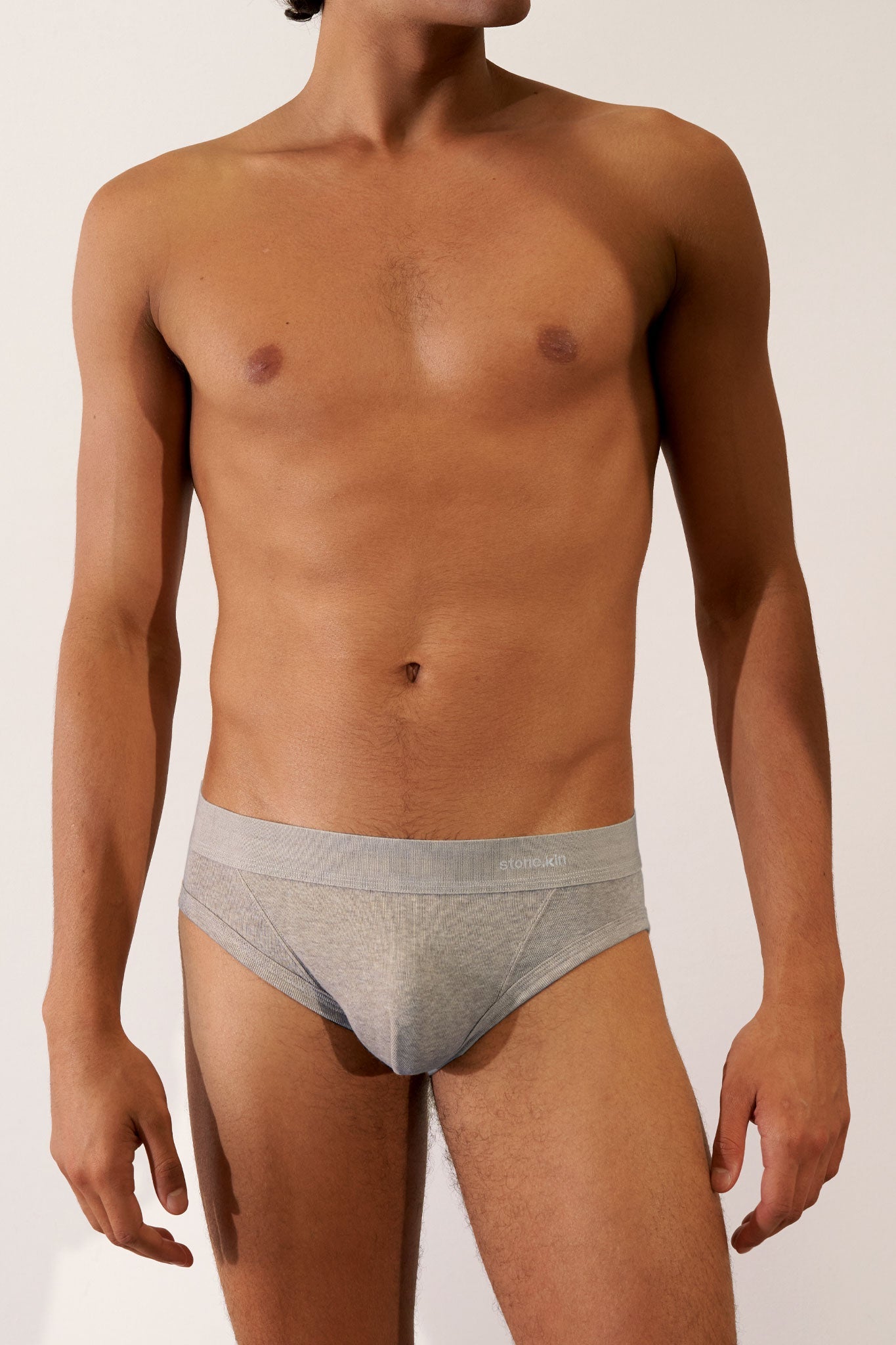 Brief in Organic Cotton Rib - Stone Stone.kin