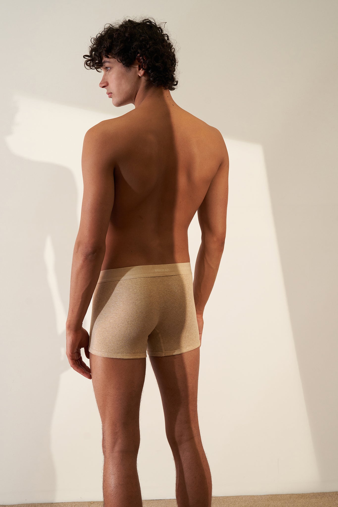 Organic Cotton Rib Sand Boxer Brief by Stone.kin - Ultra-soft men's boxer brief providing ultimate comfort.