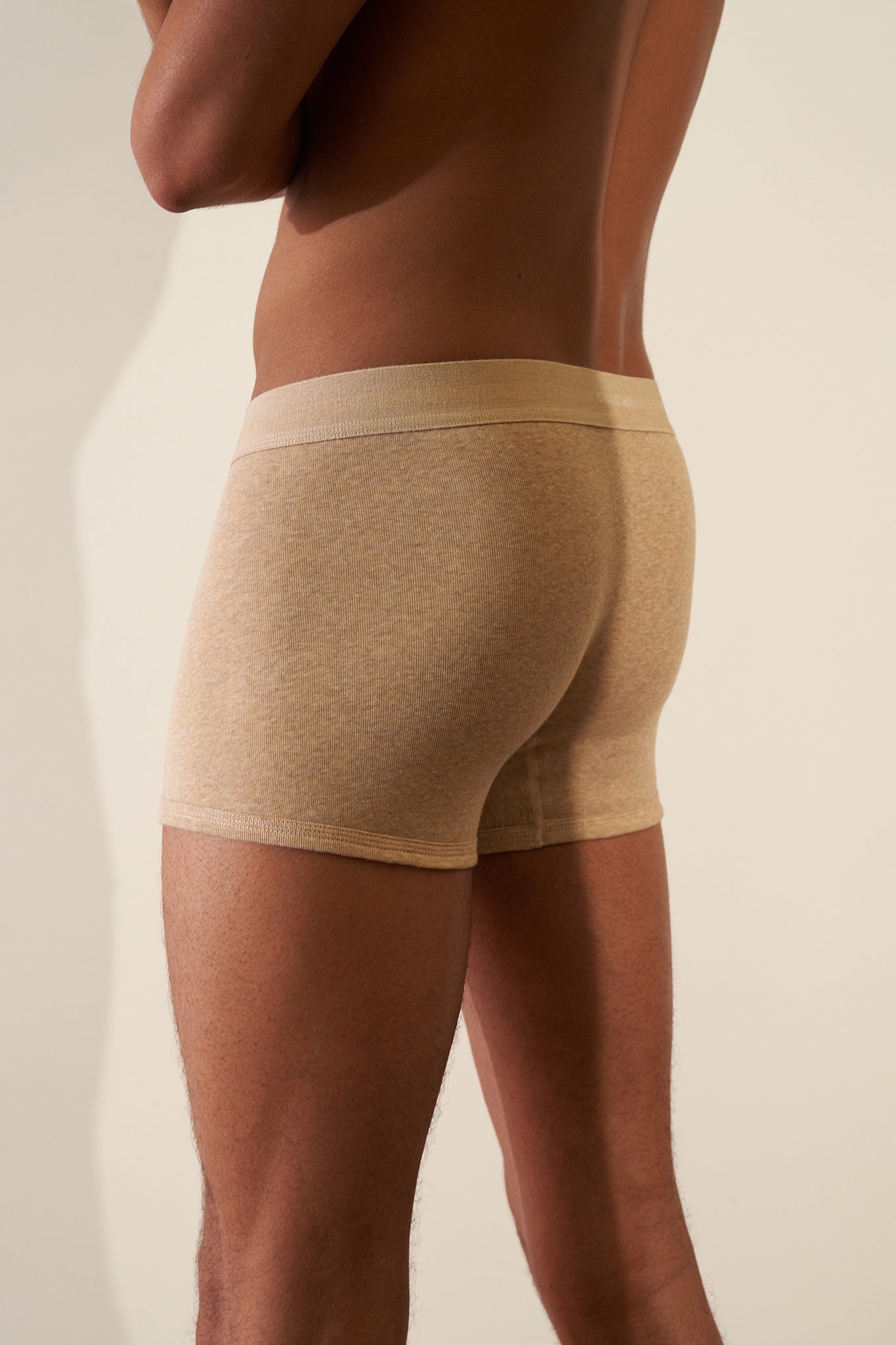 Organic Cotton Rib Sand Boxer Brief by Stone.kin - Ultra-soft men's boxer brief providing ultimate comfort.