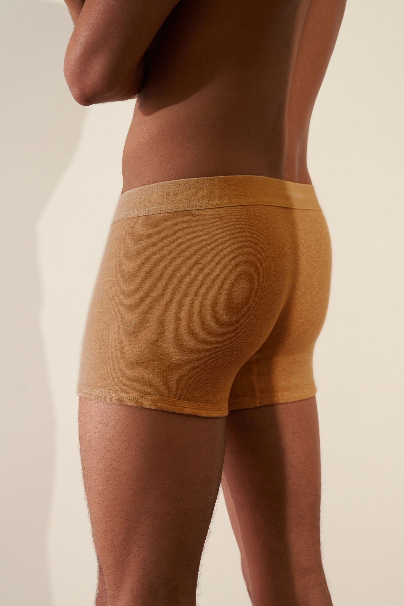 Organic Cotton Rib Camel Boxer Brief by Stone.kin - Ultra-soft men's boxer brief providing superior comfort.