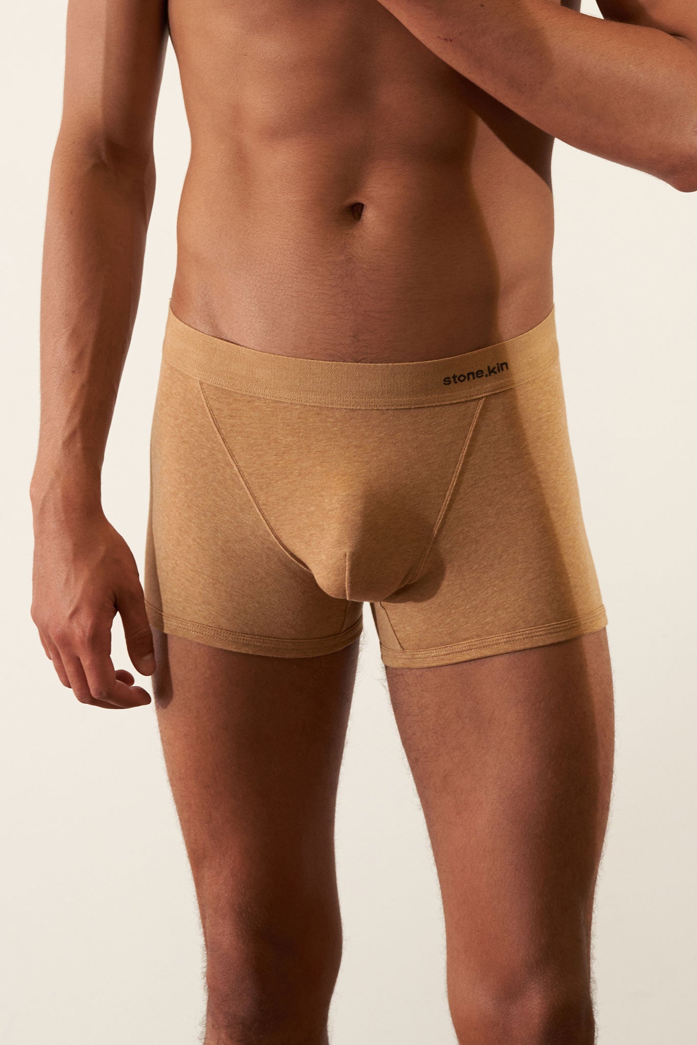 Organic Cotton Rib Camel Boxer Brief by Stone.kin - Ultra-soft men's boxer brief providing superior comfort.