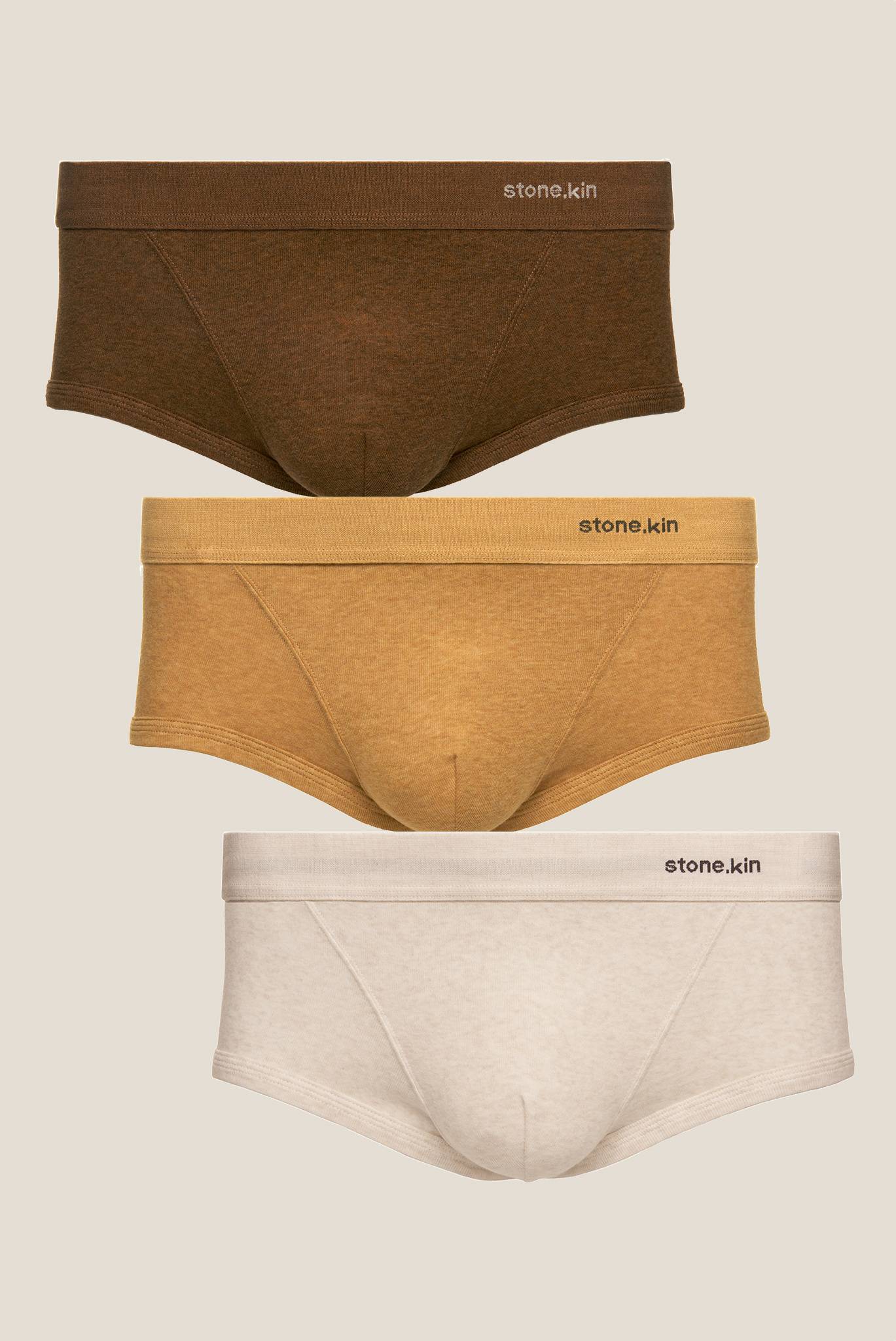 Men’s Organic Cotton Trunk - 3 Pack - Brown, Camel & Bone