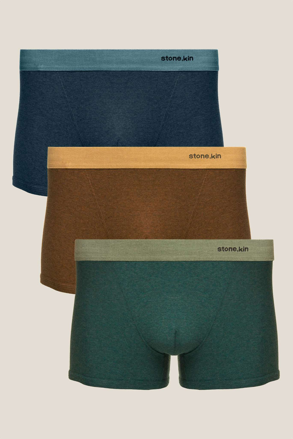 Men’s Organic Cotton Boxer Brief - 3 Pack - Indigo, Brown & Teal