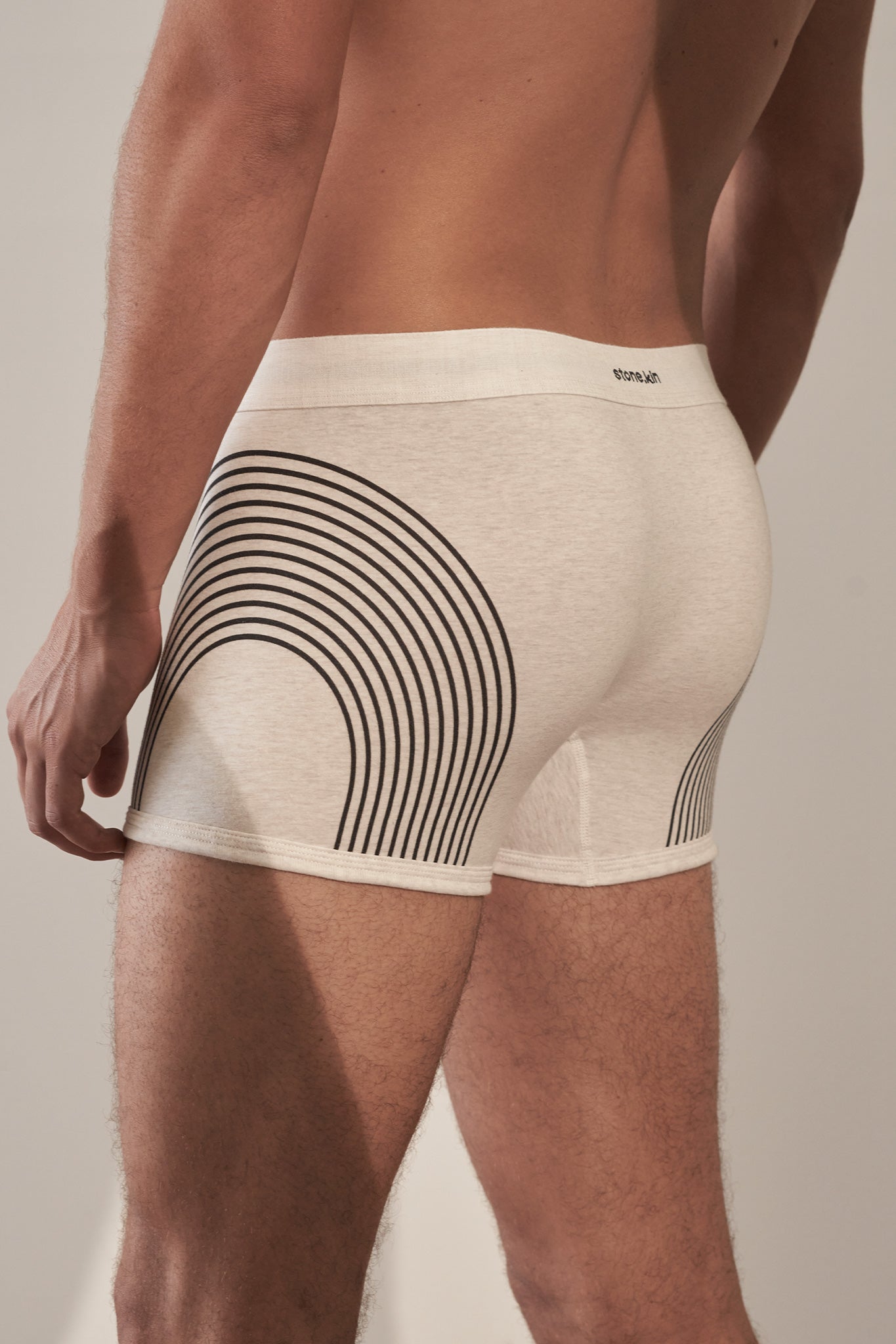Stone.kin - Boxer Brief in Cotton Jersey - Bone with Lines