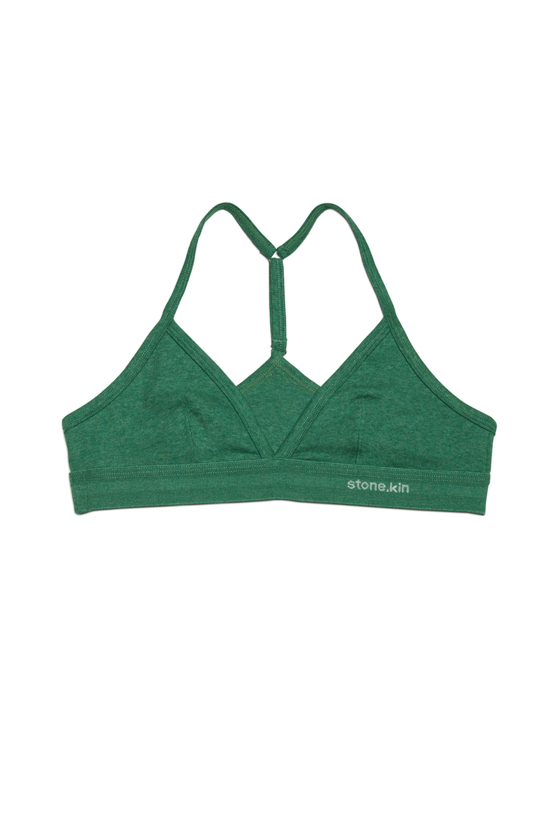 Racer Back Bralette in Organic Cotton Rib - Pandanus