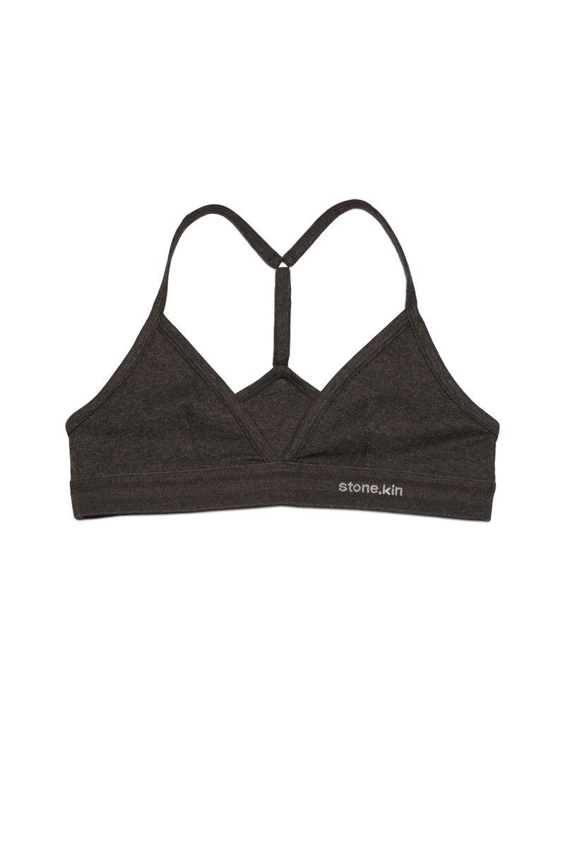 Racer Back Bralette in Organic Cotton Rib - Tar