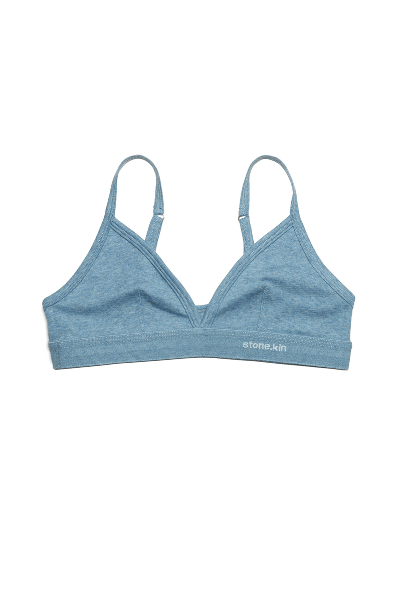 Scoop Back Bralette in Organic Cotton Rib - Lake