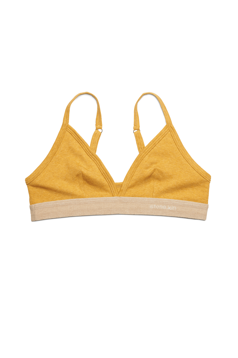 Scoop Back Bralette in Organic Cotton Rib - Mustard / Sand