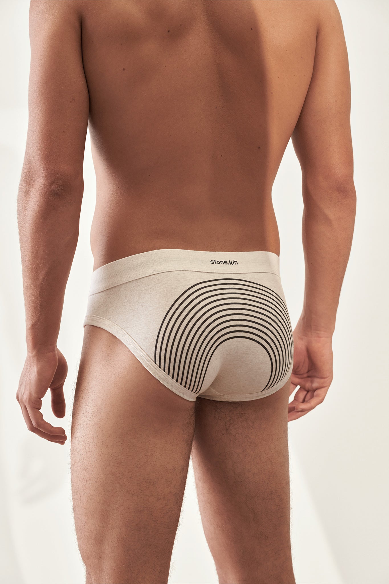 Brief in Organic Cotton - Bone with Lines