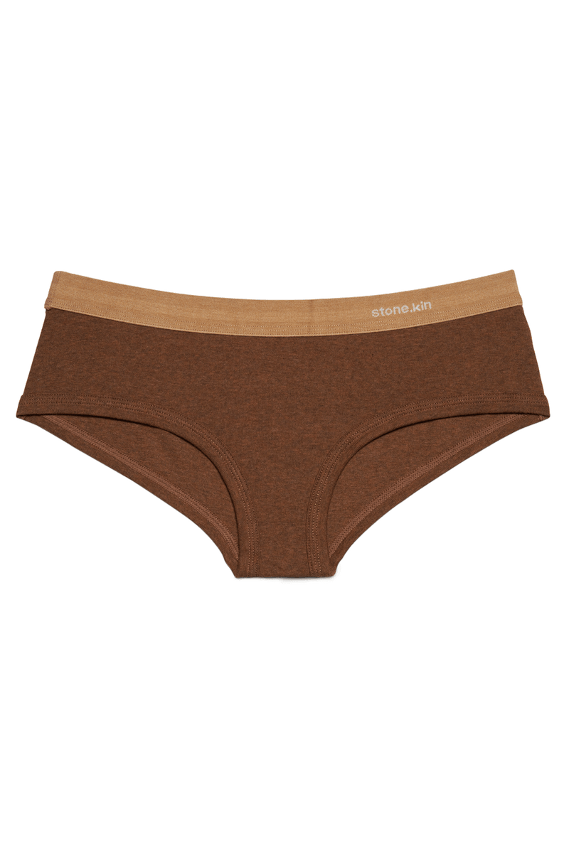 Women's Brief in Organic Cotton Rib - Brown & Camel