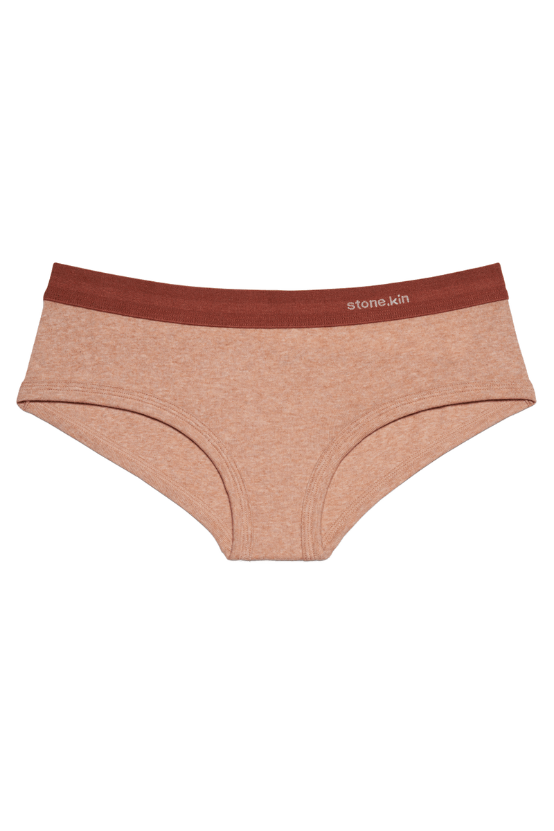 Women's Brief in Organic Cotton Rib - Nude & Rust