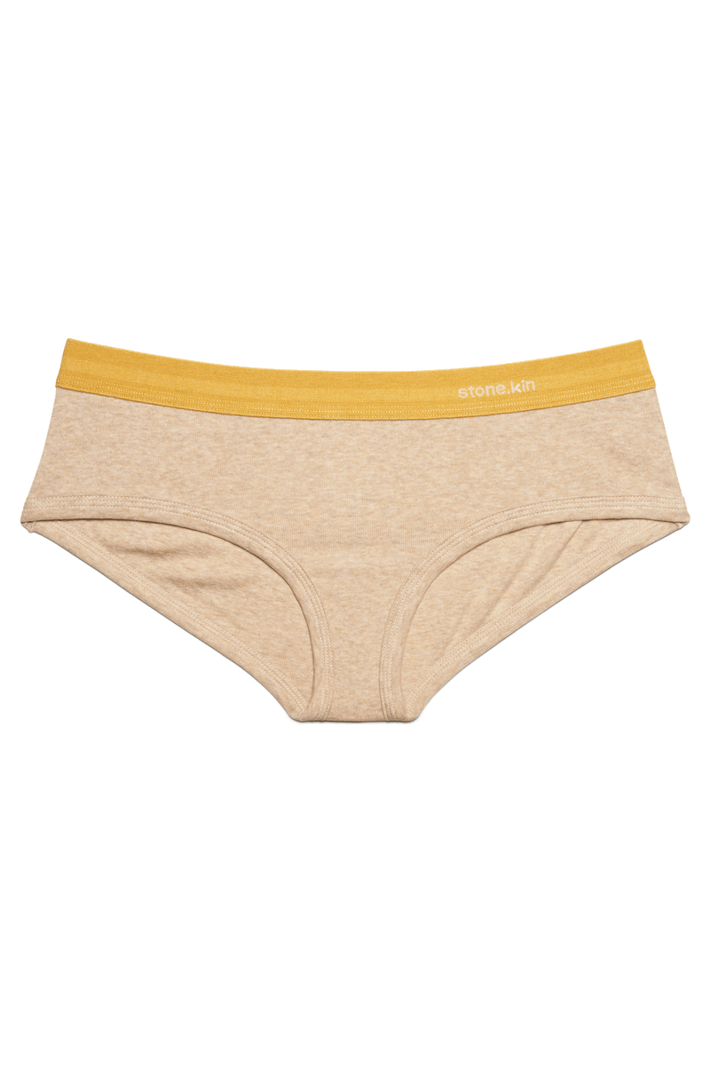 Women's Brief in Organic Cotton Rib - Sand / Mustard