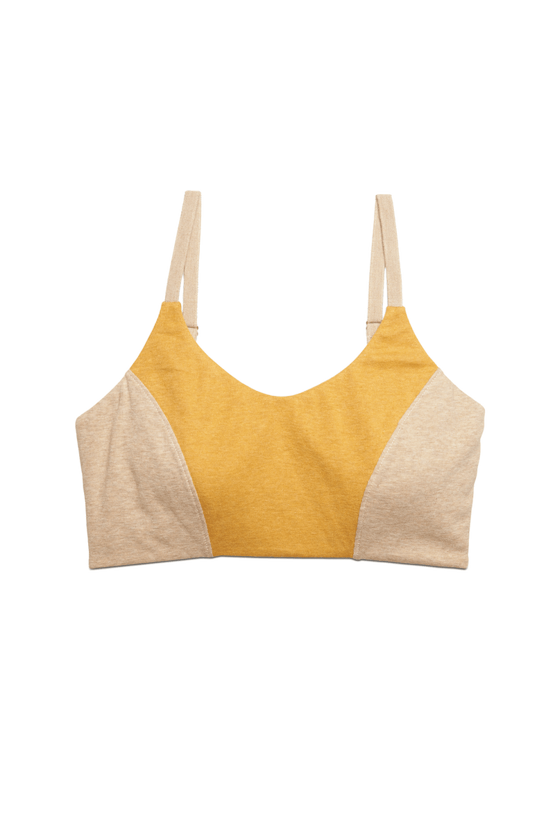 Contoured Crop Top in Organic Cotton Rib / Sand & Mustard