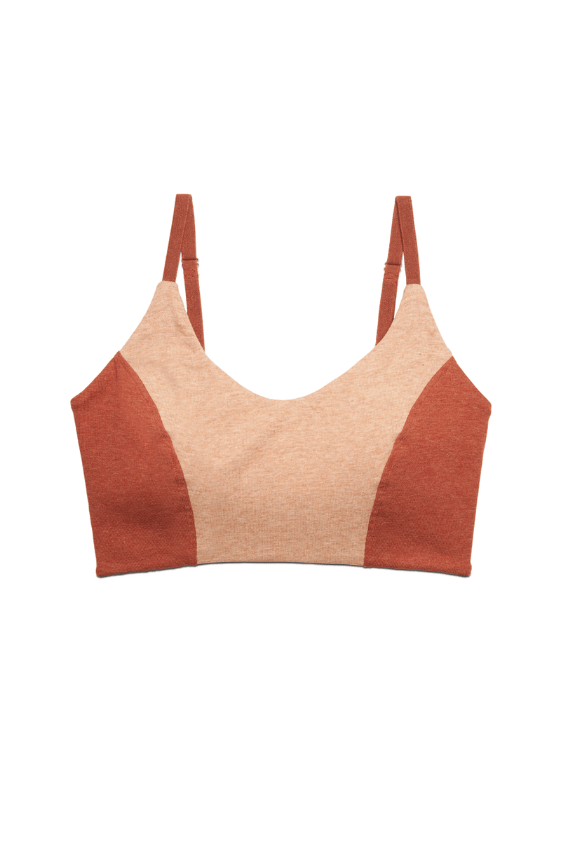 Contoured Crop Top  Organic Cotton Rib / Nude & Rust
