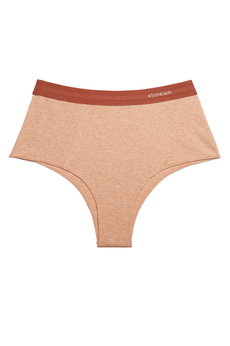 Hi~Brief in Organic Cotton Rib - Nude / Rust