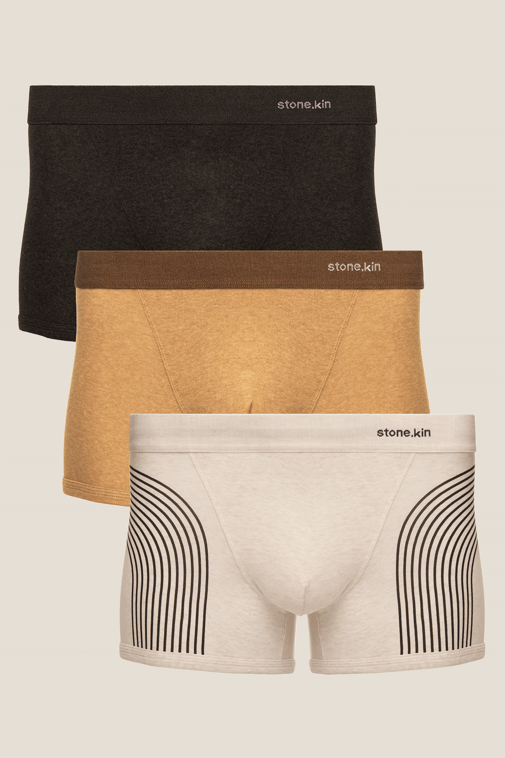 Boxer Brief 3 Pack / Tar, Camel & Bone-Lines