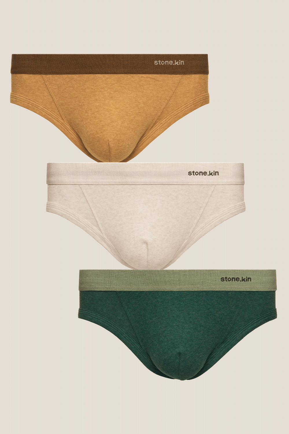 Men's Brief 3 Pack / Camel, Bone & Teal