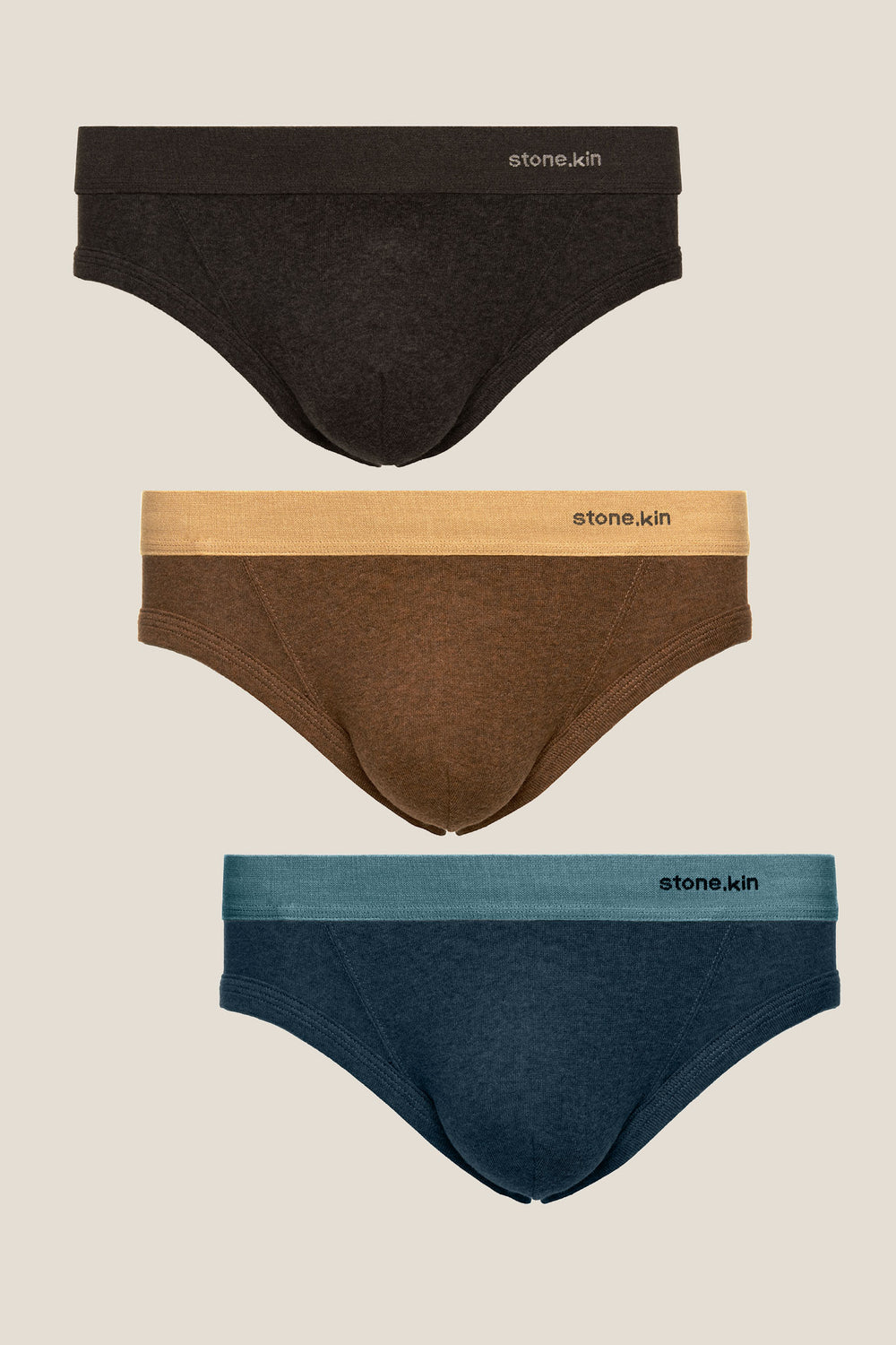 Men's Brief 3 Pack / Tar, Brown & Indigo