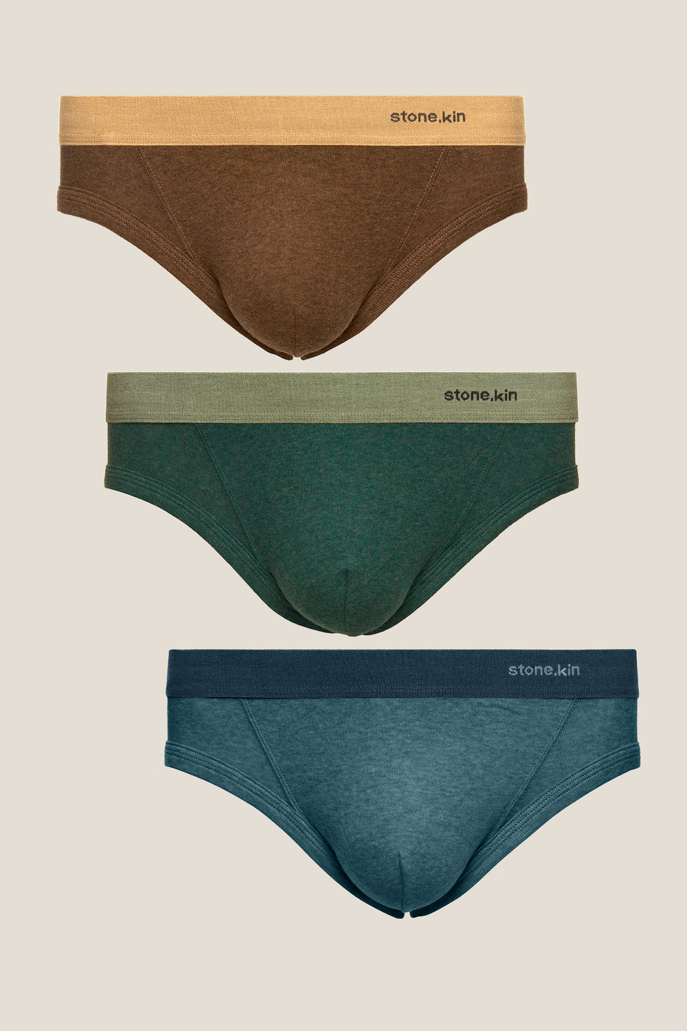 Men's Brief 3 Pack / Brown, Teal & Lake