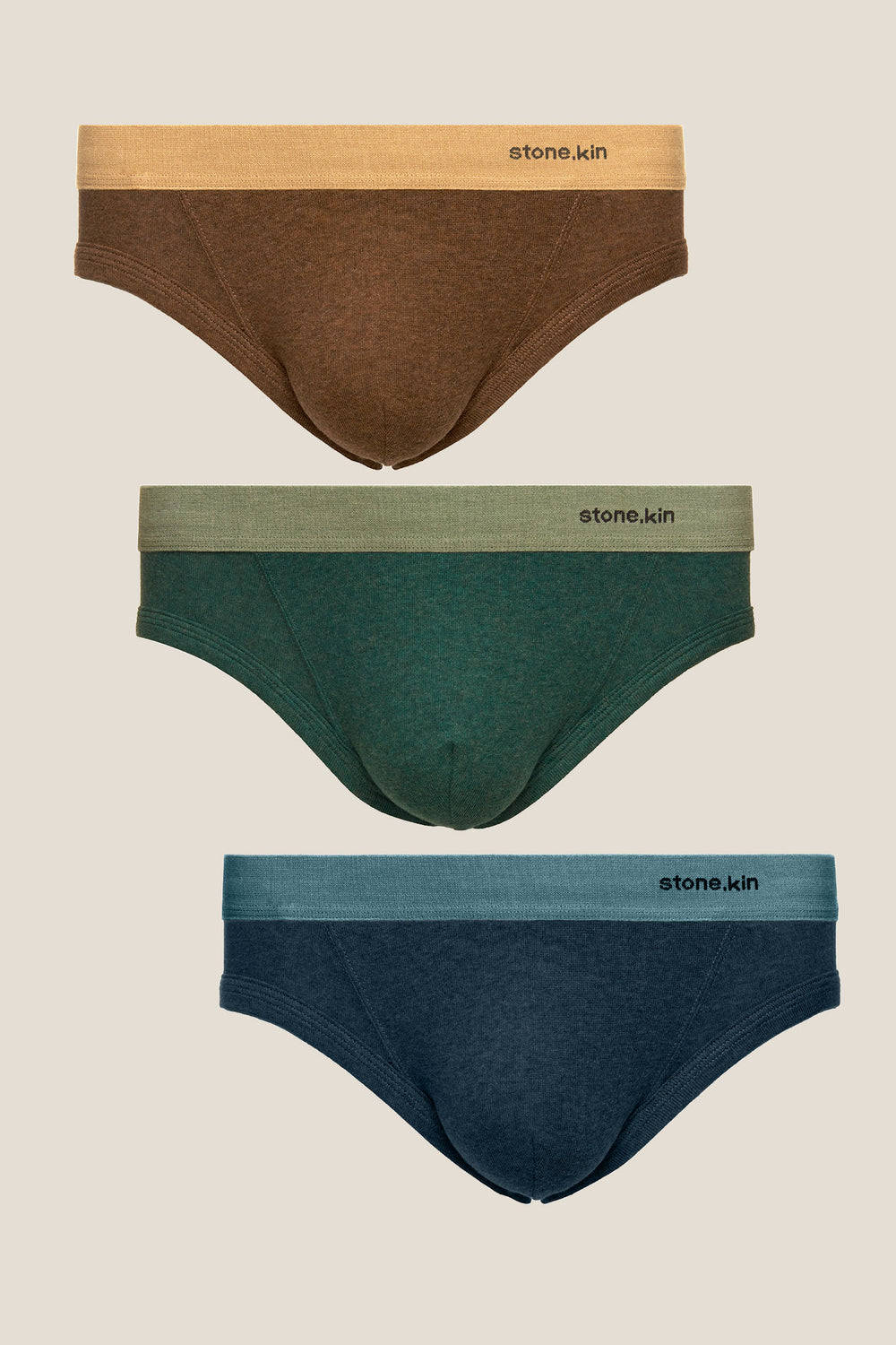 Men's Brief 3 Pack / Brown, Teal & Indigo