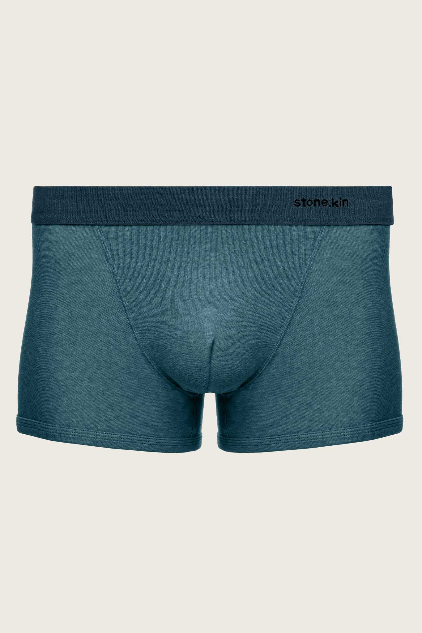 Organic Cotton Rib Lake Indigo Boxer Brief by Ston.kin - Ultra-soft men's boxer brief offering exceptional comfort.