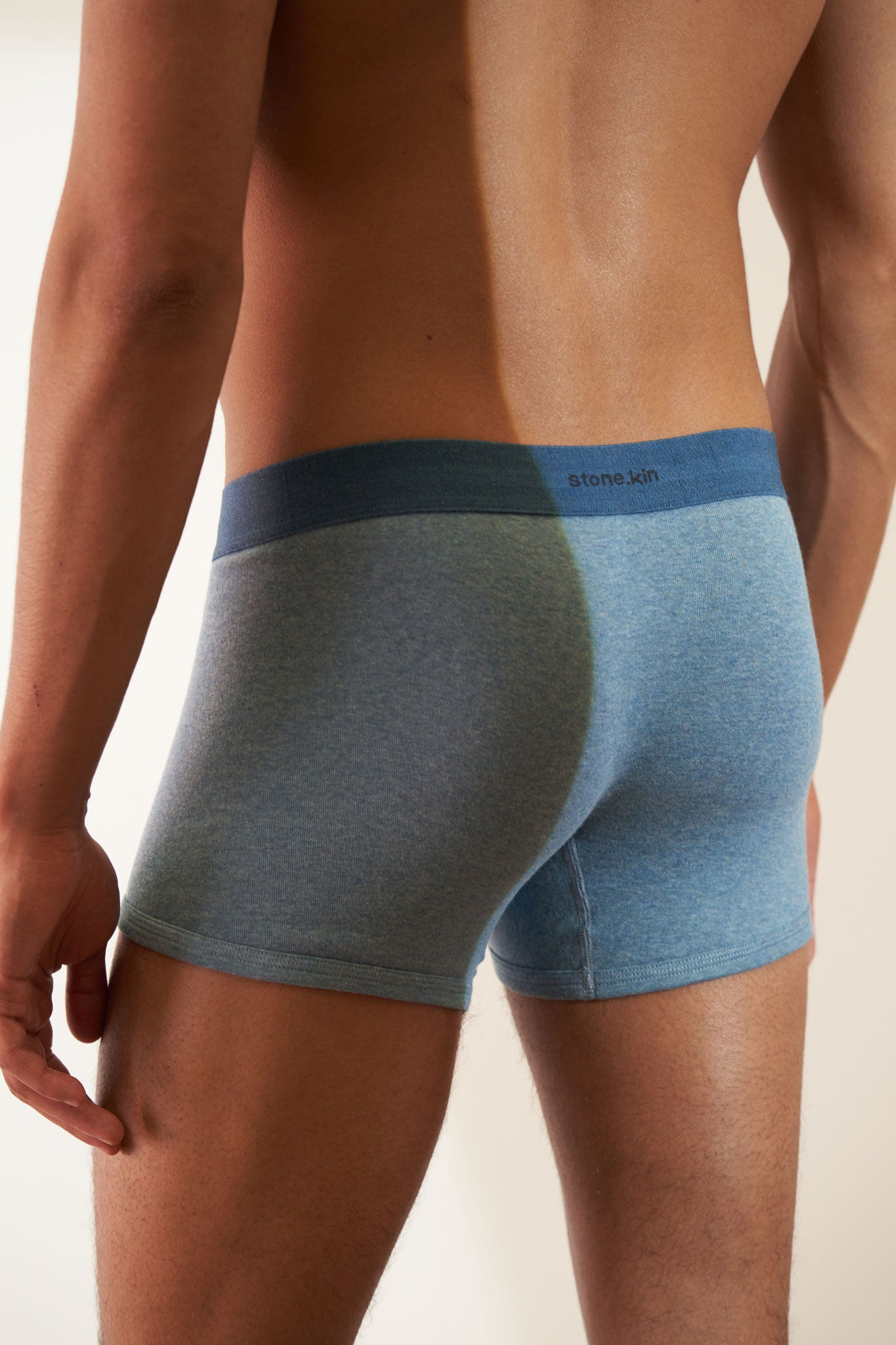 Organic Cotton Rib Lake Indigo Boxer Brief by Ston.kin - Ultra-soft men's boxer brief offering exceptional comfort.