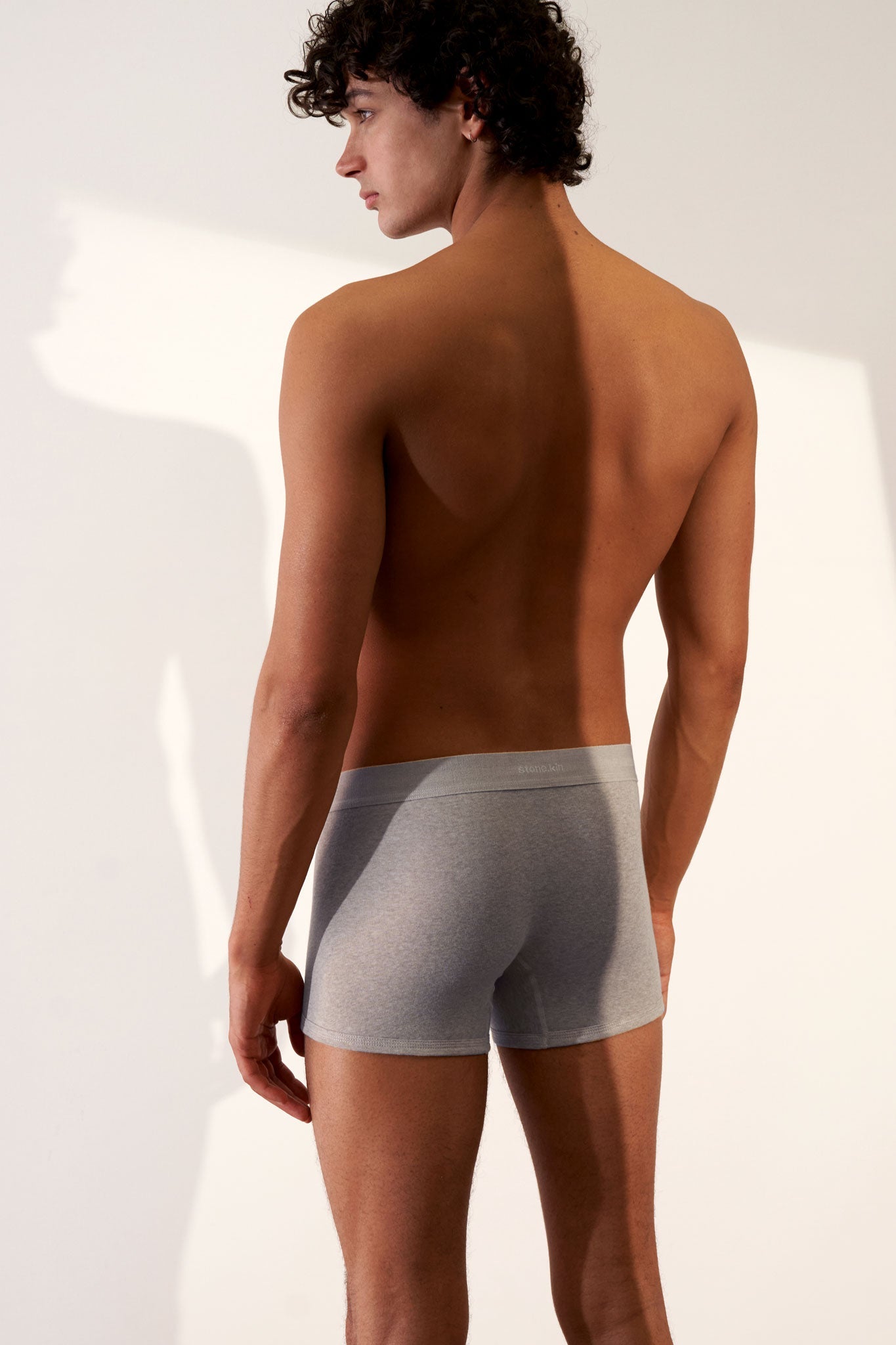 Boxer Brief in Organic Cotton Rib - Stone Stone.kin