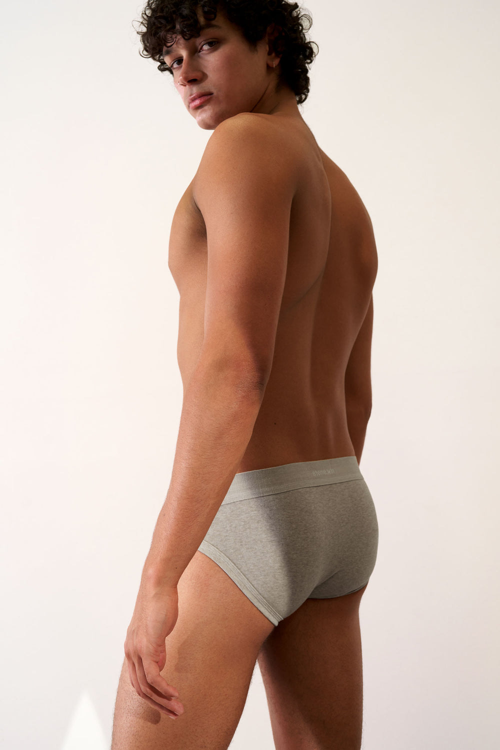 Brief in Organic Cotton Rib - Stone