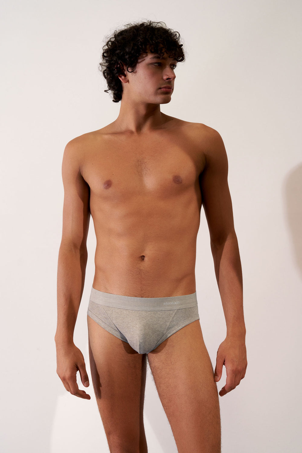 Brief in Organic Cotton Rib - Stone