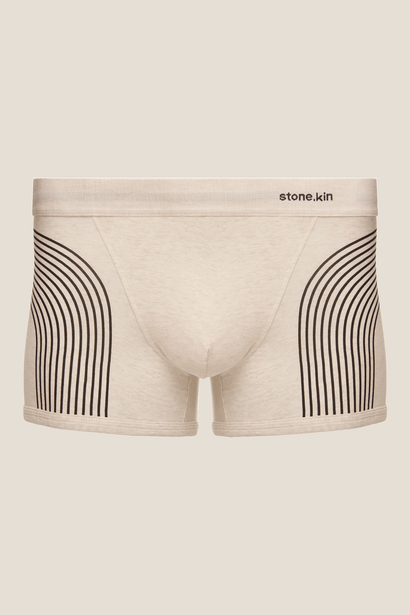 Stone.kin - Boxer Brief in Cotton Jersey - Tar with Lines