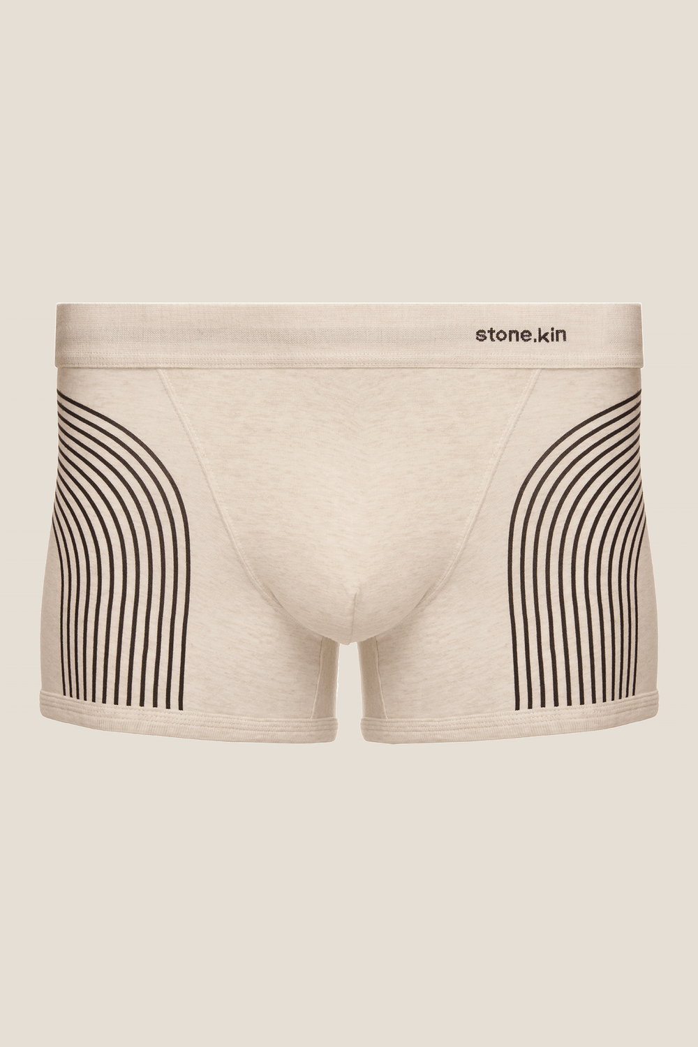 Boxer Brief in Organic Cotton - Bone with Lines