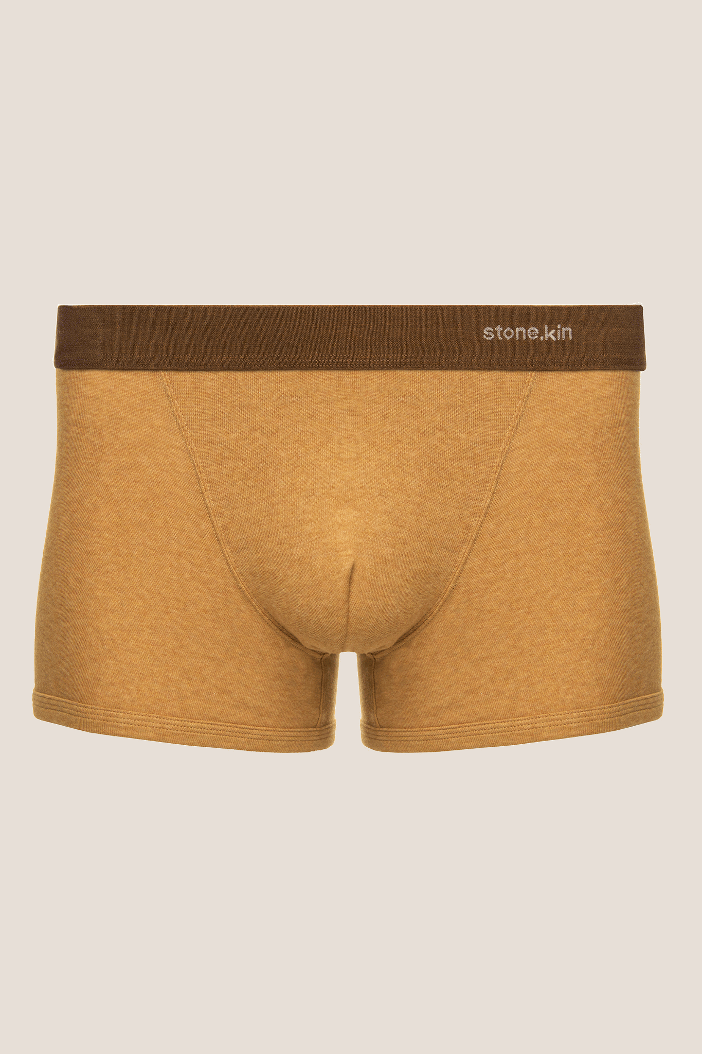 Stone.kin Men's Boxer Brief in Organic Cotton Rib - Camel Brown. Premium Comfort and Support. Breathable, Soft Fabric Ideal for Everyday Wear. Stylish and Durable Underwear for Men.