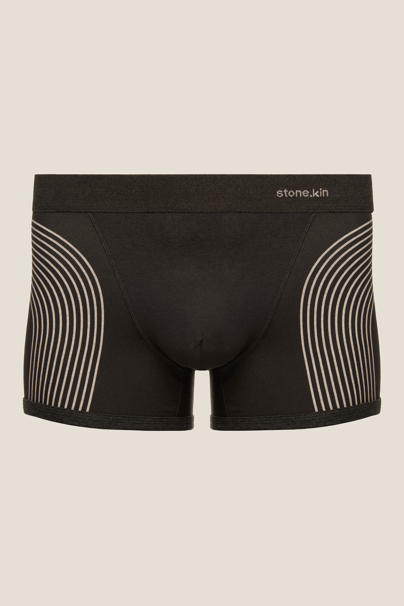 Stone.kin Mens Boxer Brief in Black with Lines Organic Cotton 