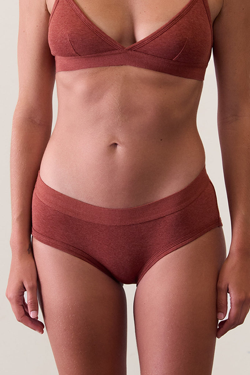Women's Brief in Organic Cotton Rib - Rust