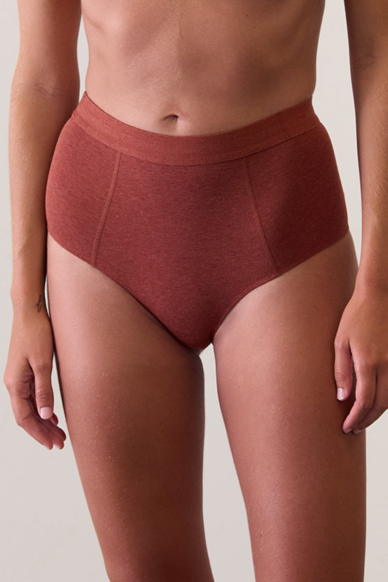 HI Brief in Organic Cotton Rib - Rust