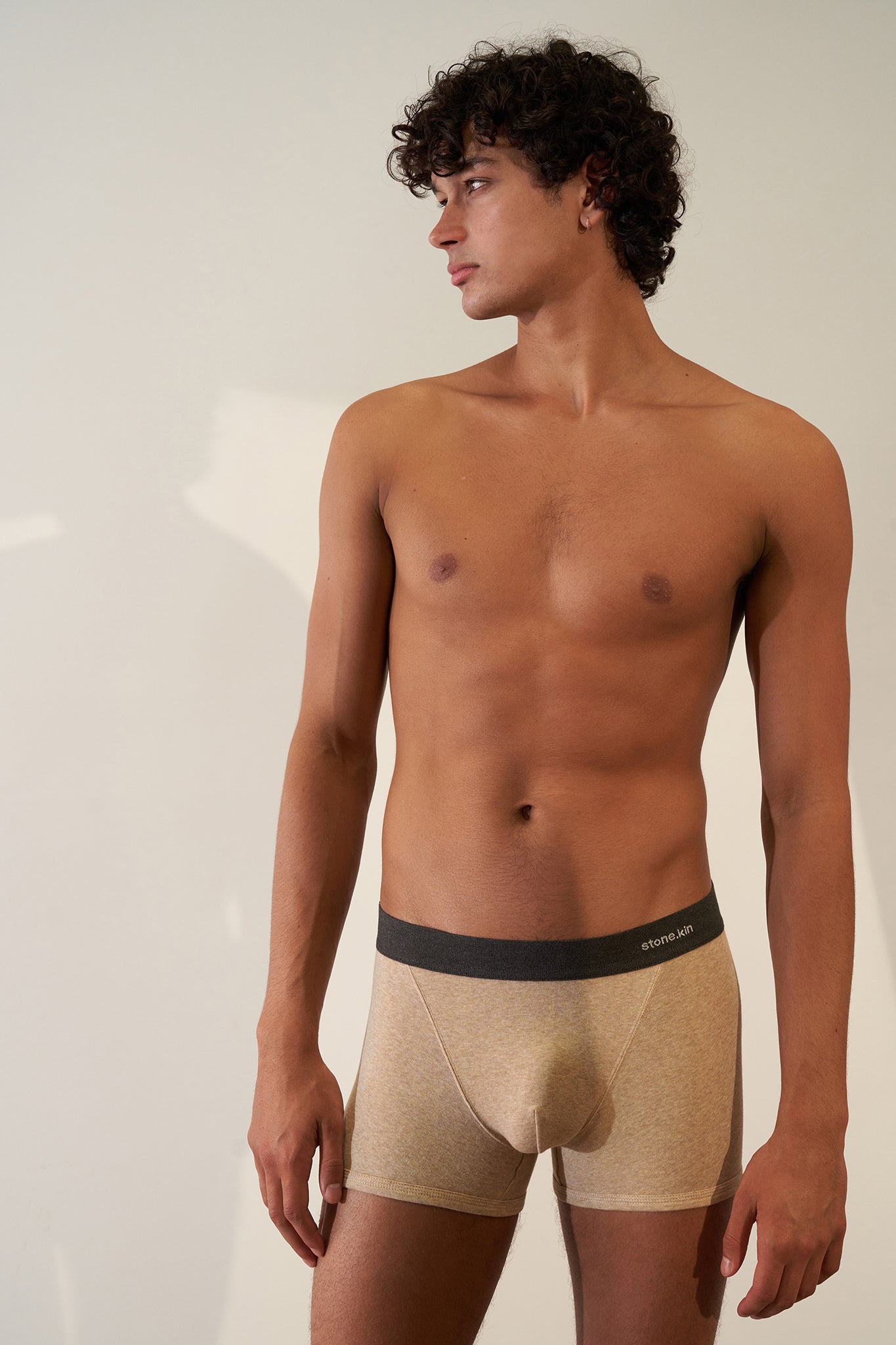 Boxer Brief in Organic Cotton Rib - Sand / Tar