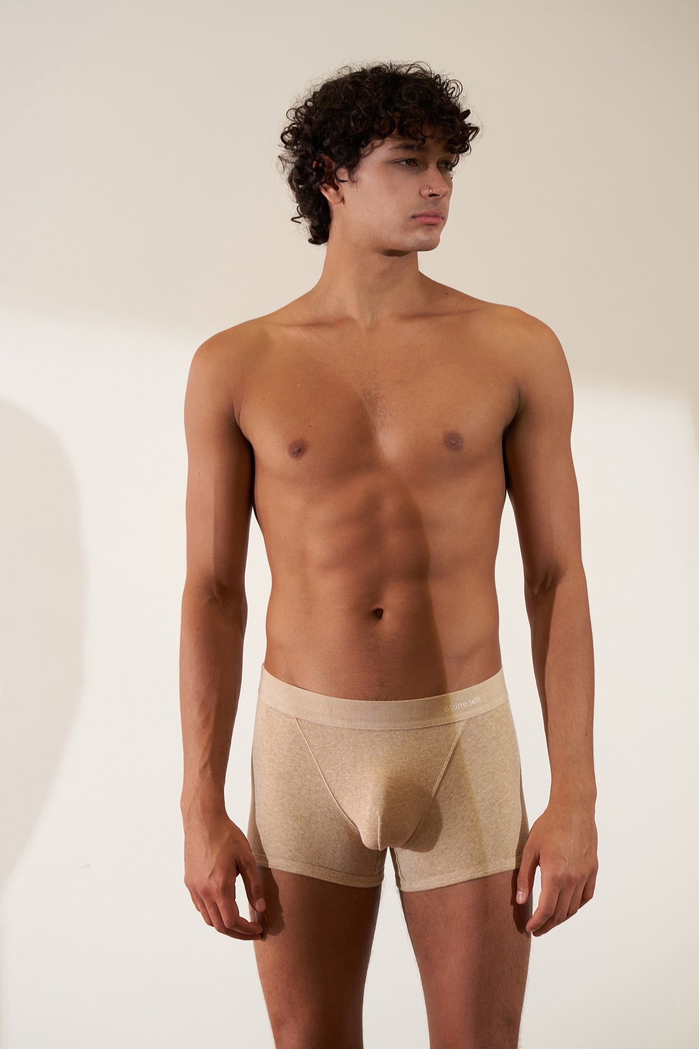 Boxer Brief in Organic Cotton Rib - Sand