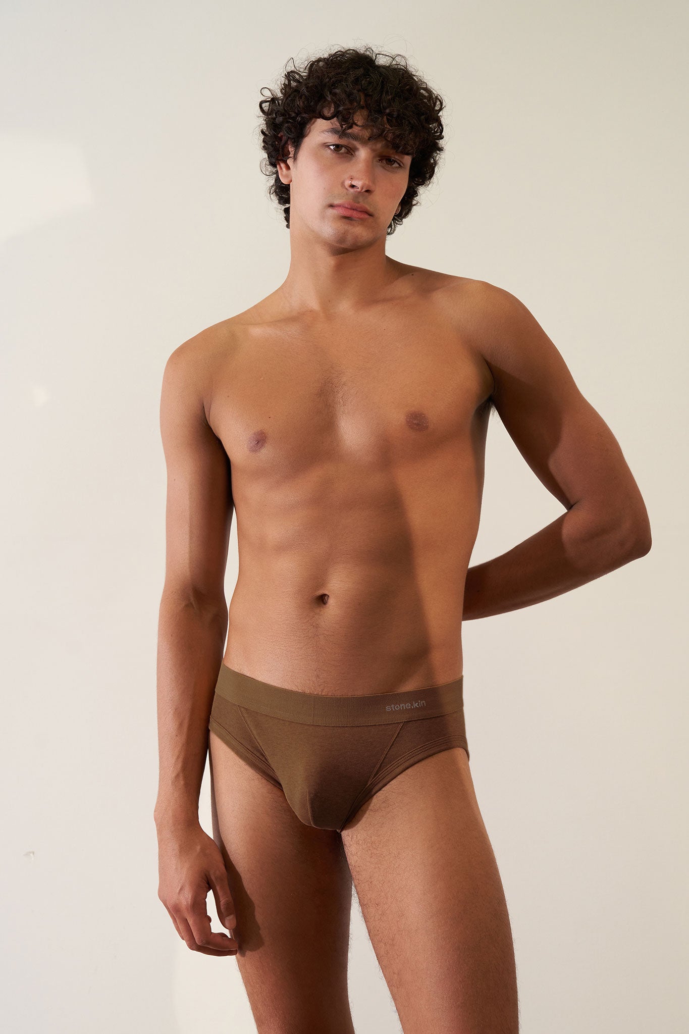 Brief in Organic Cotton Rib - Brown