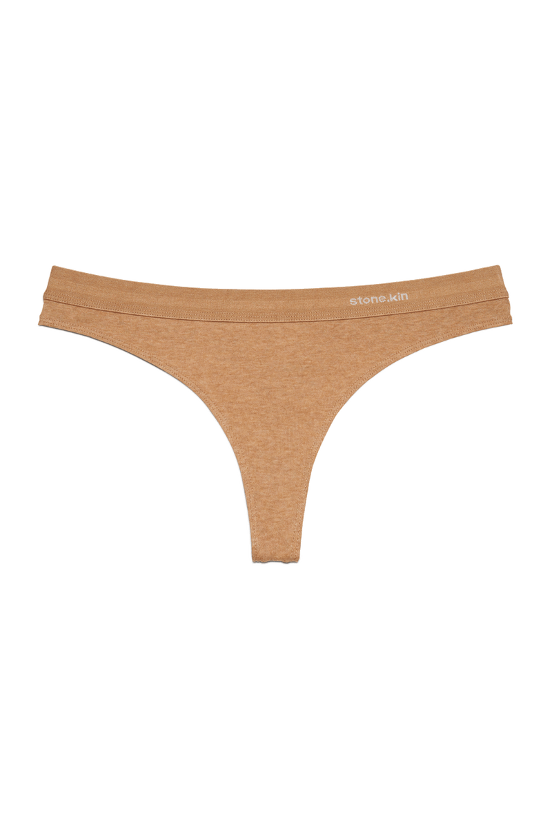 Thong in Organic Cotton Rib - Camel