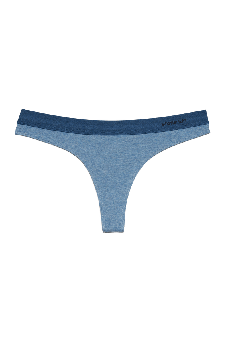 Thong in Organic Cotton Rib - Lake & Indigo