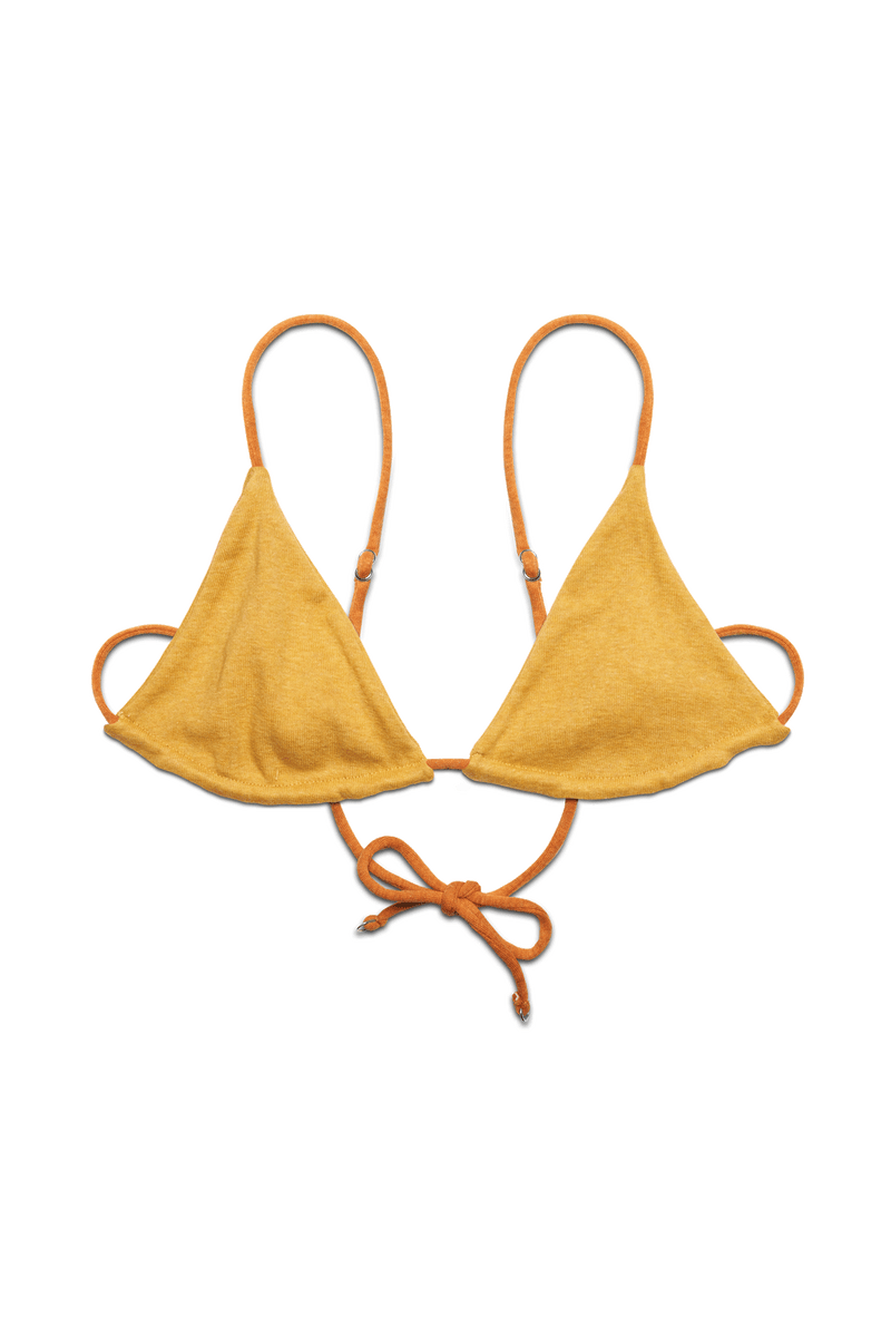 Triangle Bralette in Organic Cotton Rib - Mustard / Papaya