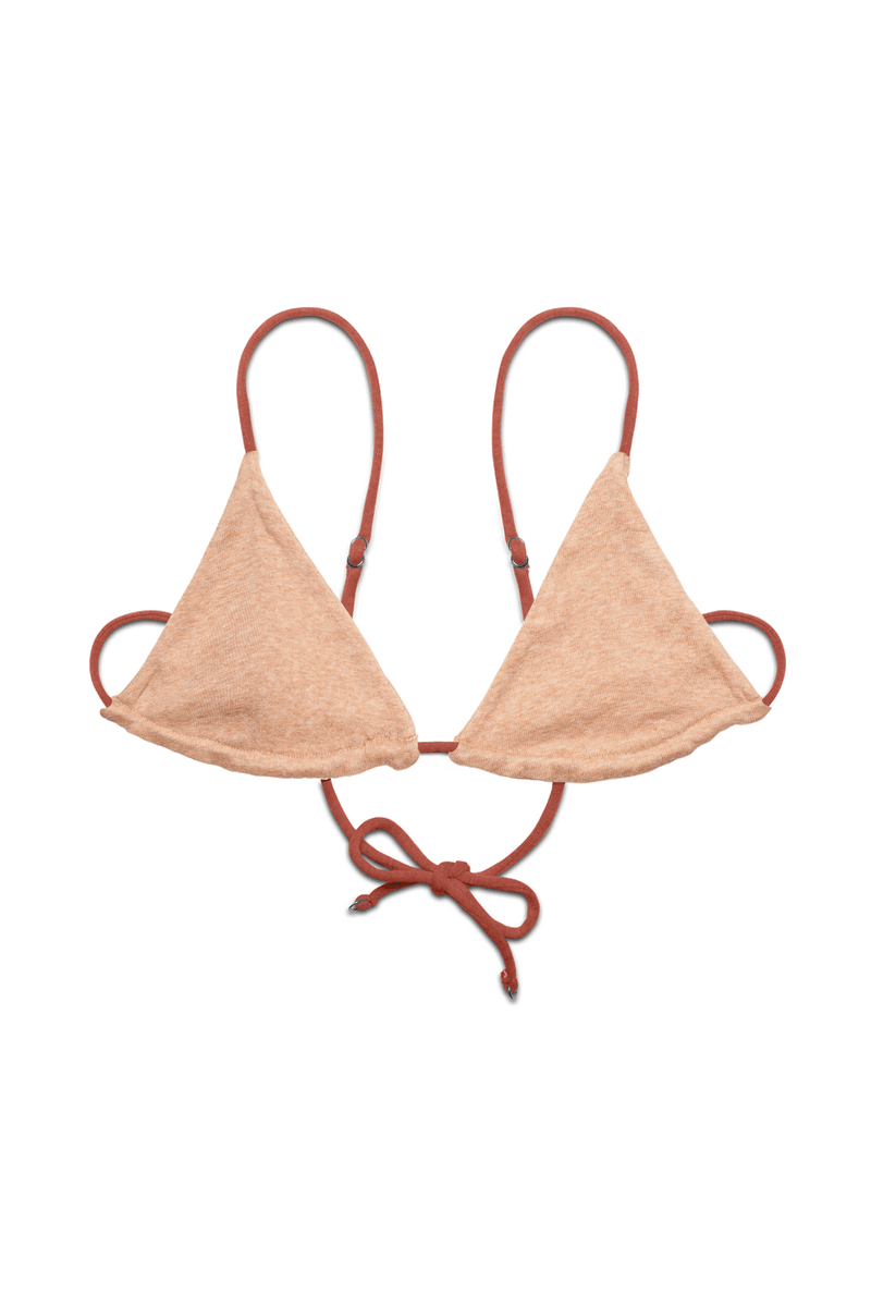 Triangle Bralette in Organic Cotton Rib - Nude/Rust