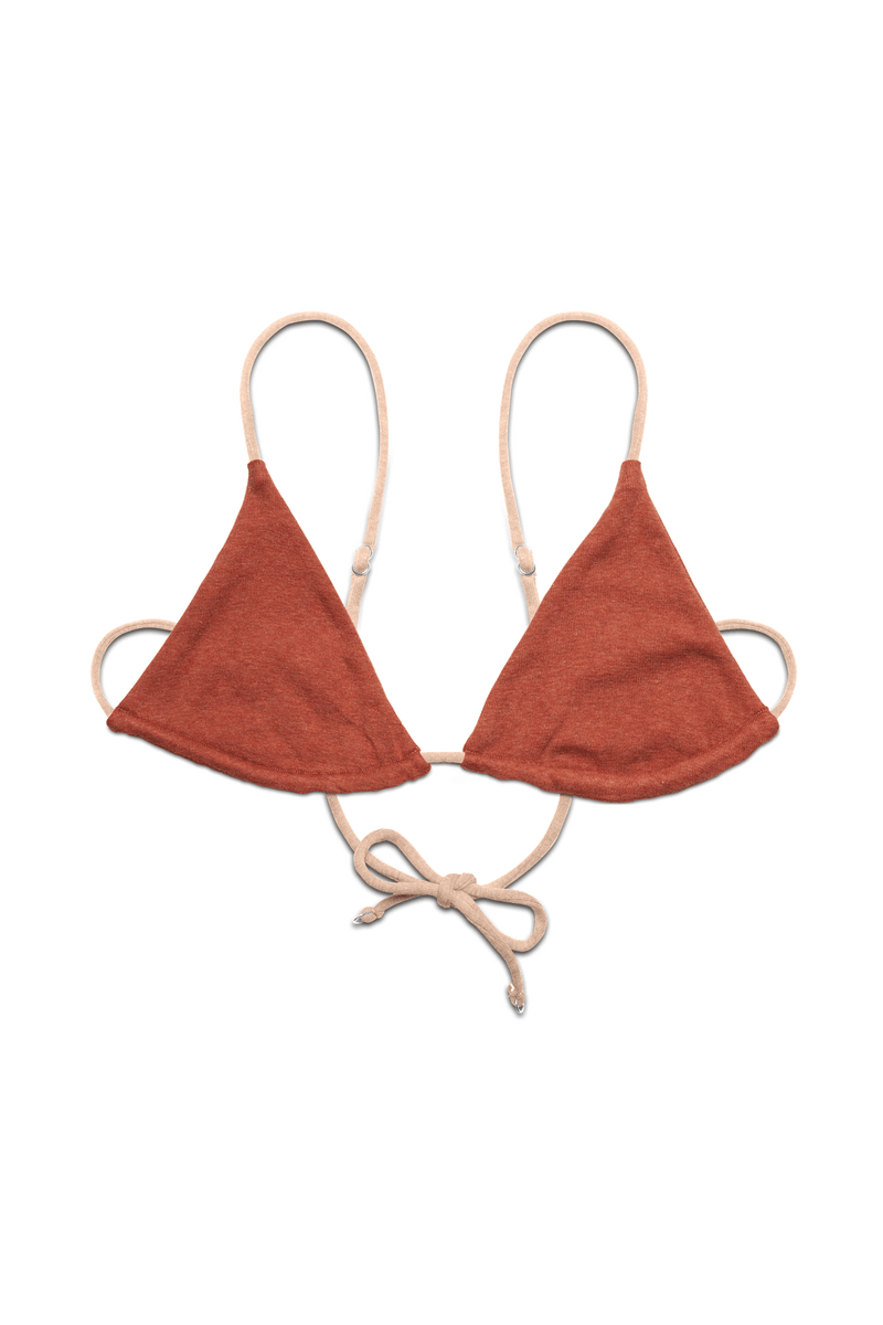 Triangle Bralette in Organic Cotton Rib - Rust / Nude