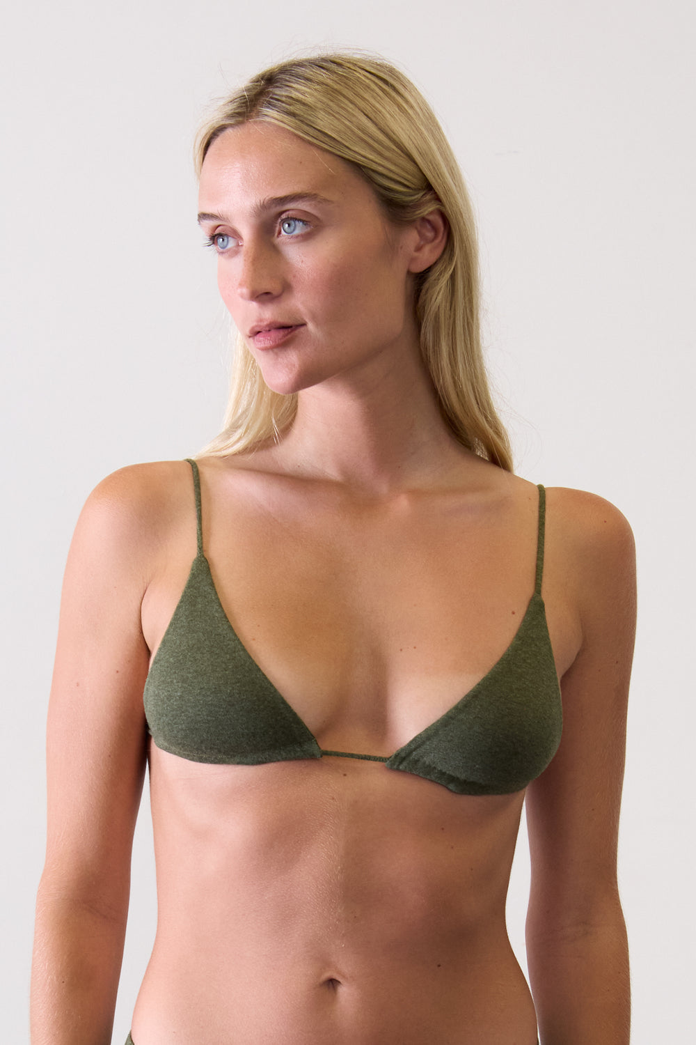 Triangle Bralette in Organic Cotton Rib - Forest